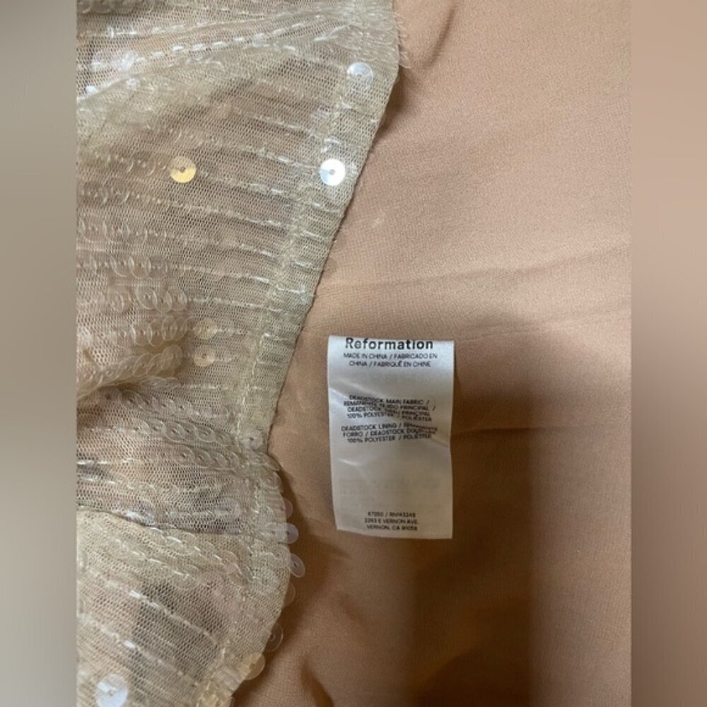 NWT Reformation Sereia Mini Dress in Champagne Sequin Long Sleeve | size M - Picture 11 of 14